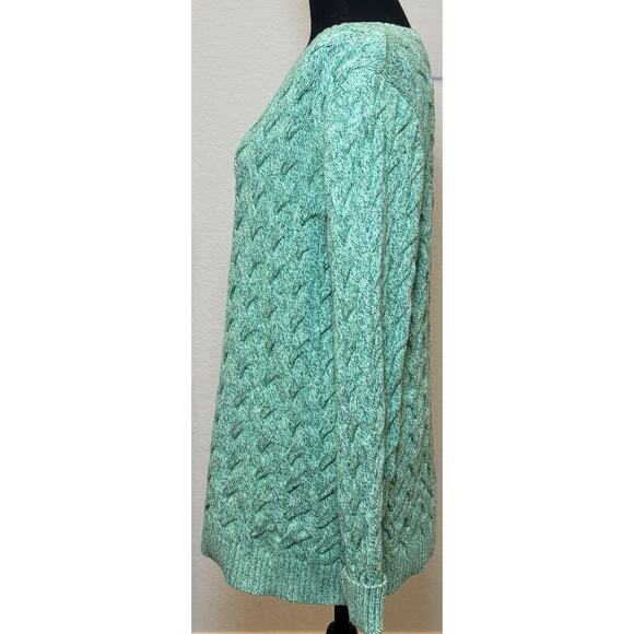 Lands’ End Green Cable Knit Sweater Size XL - Picture 2 of 4
